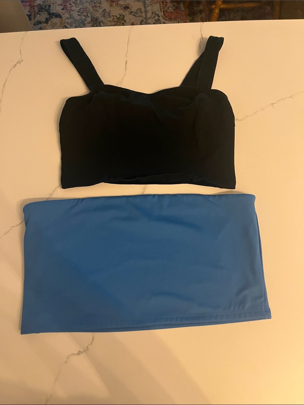 2 Express Crop Tops blue L and black m